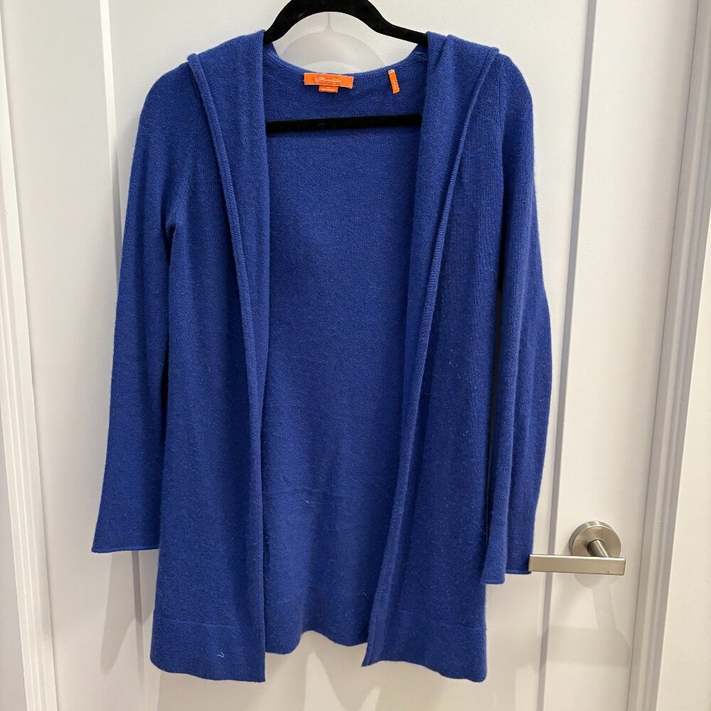 100% Cashmere Hooded Cardigan – XS, Royal Blue